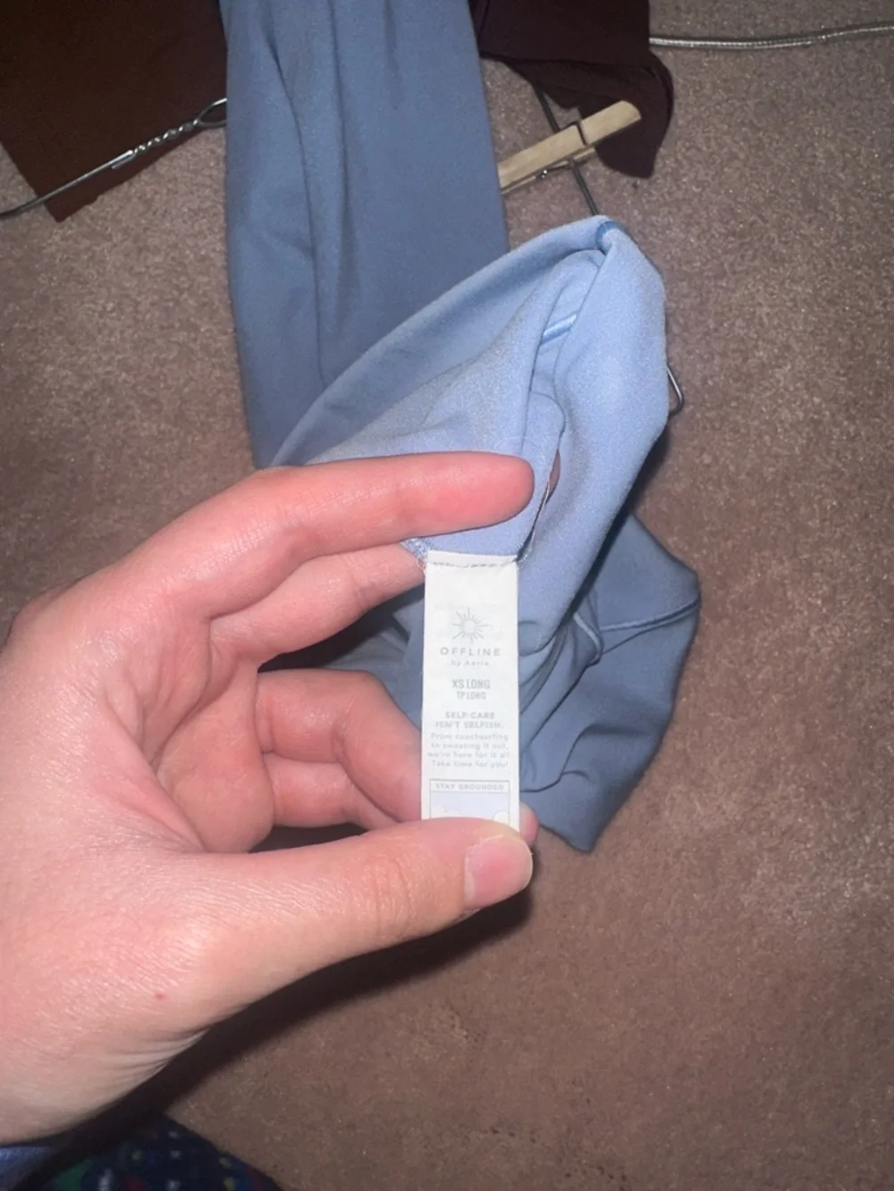 OFFLINE Aerie Real Me High Waisted Crossover Flare Leggings Light Blue LONG